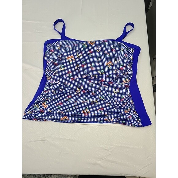 Lands' End women's chlorine-resistant blouson tankini swimsuit top Size 24W - Picture 1 of 6